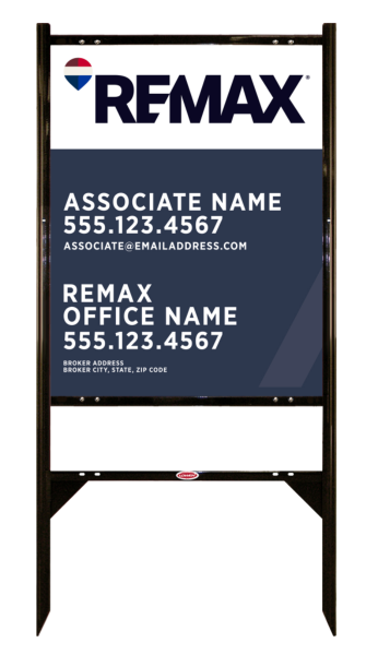 Angle Iron Frame and Associate Name w Broker Address Sign Panel unit, 30h x 24w, Steel